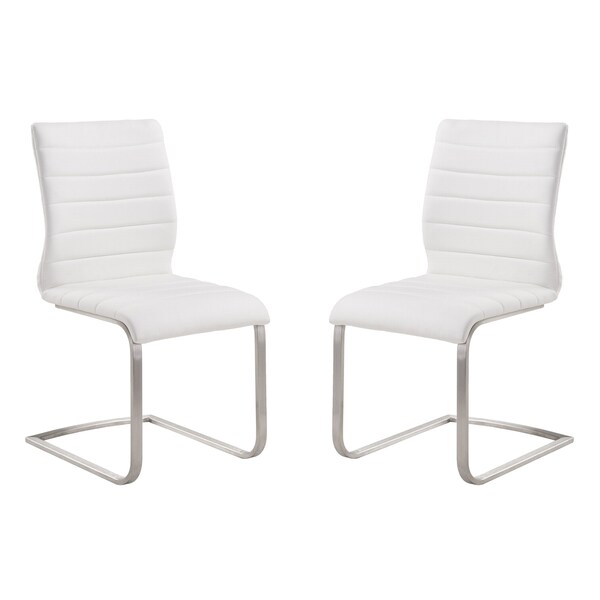 Armen Living Fusion Contemporary Side Chair In White and Stainless Steel, PK2 LCFUSIWH - main